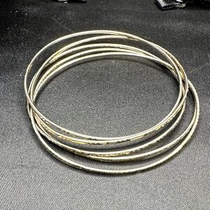 5 Textured Bangles• 18K Gold Plated